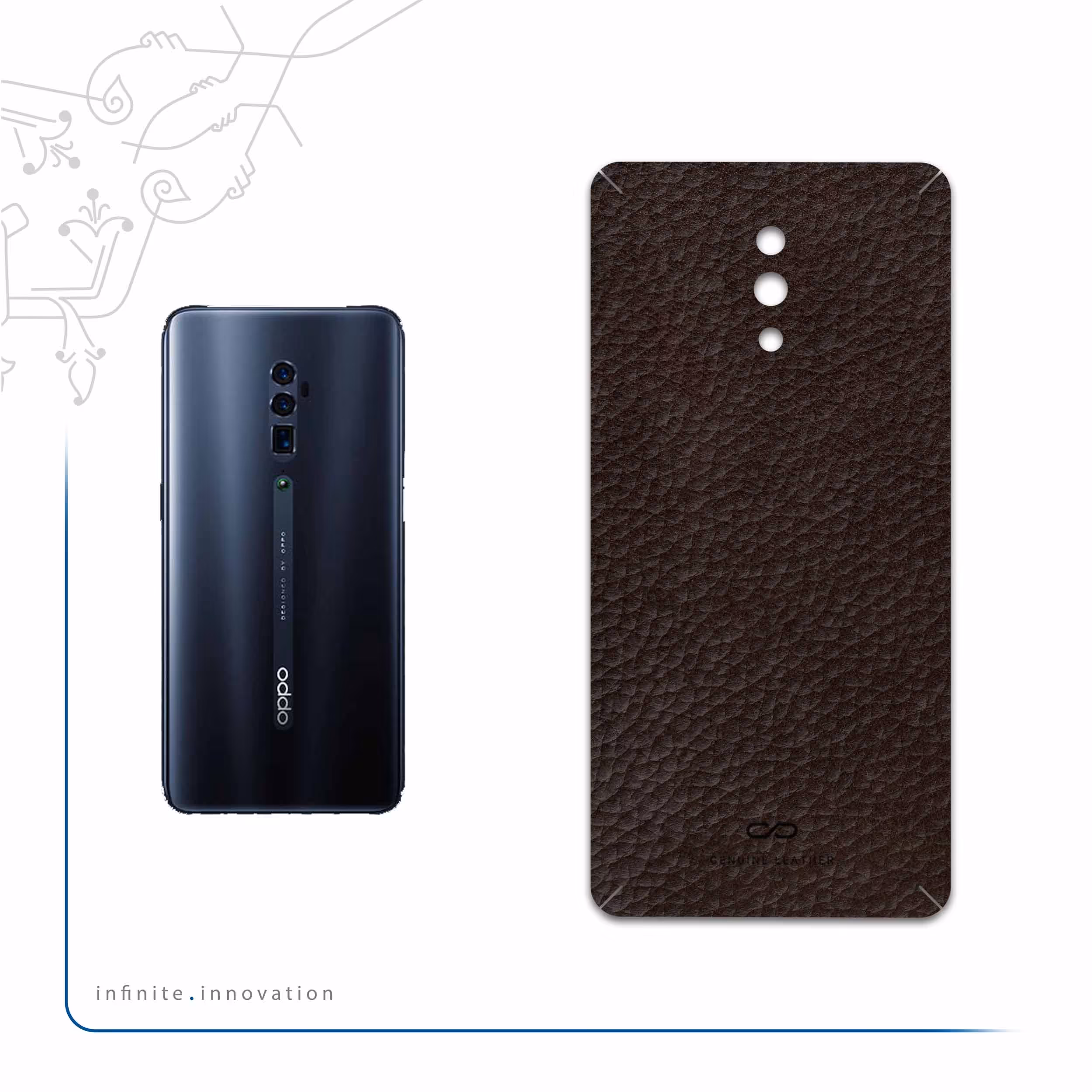 برچسب پوششی ماهوت مدل Dark-Brown-Leather مناسب برای گوشی موبایل اپو RENO 10X