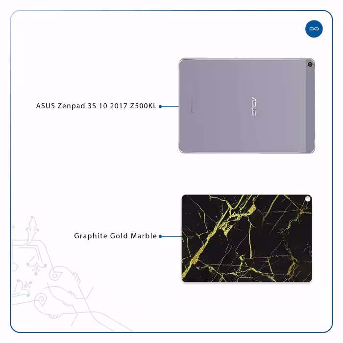 برچسب پوششی ماهوت مدل Graphite-Gold-Marble مناسب برای تبلت ایسوس Zenpad 3S 10 2017 Z500KL