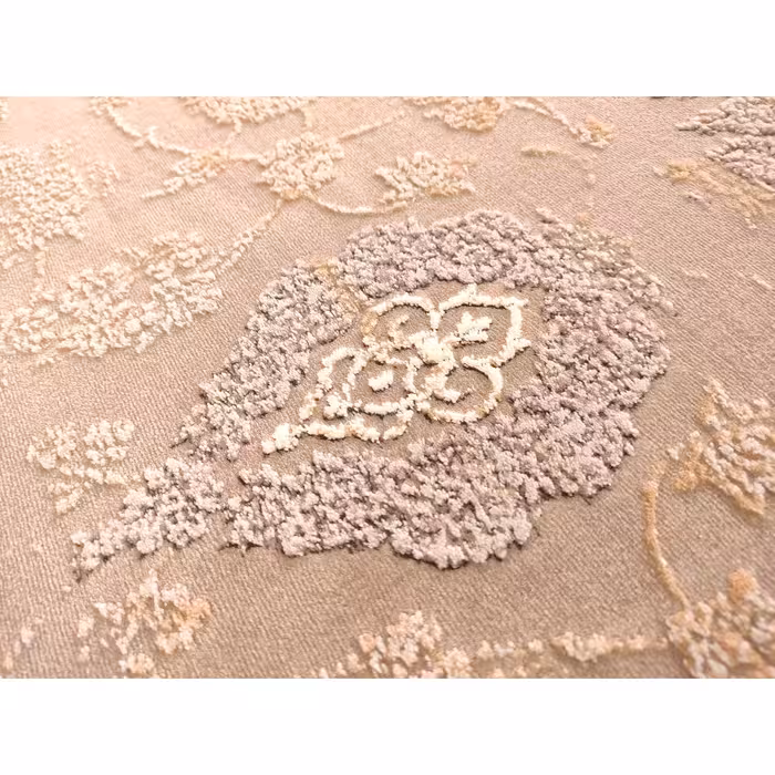  فرش ماشینی زمرد مشهد طرح کهنه نما مدل AN007 زمینه بژ 