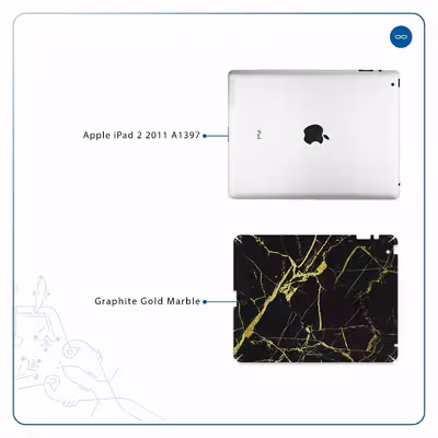 برچسب پوششی ماهوت مدل Graphite-Gold-Marble مناسب برای تبلت اپل iPad 2 2011 A1397