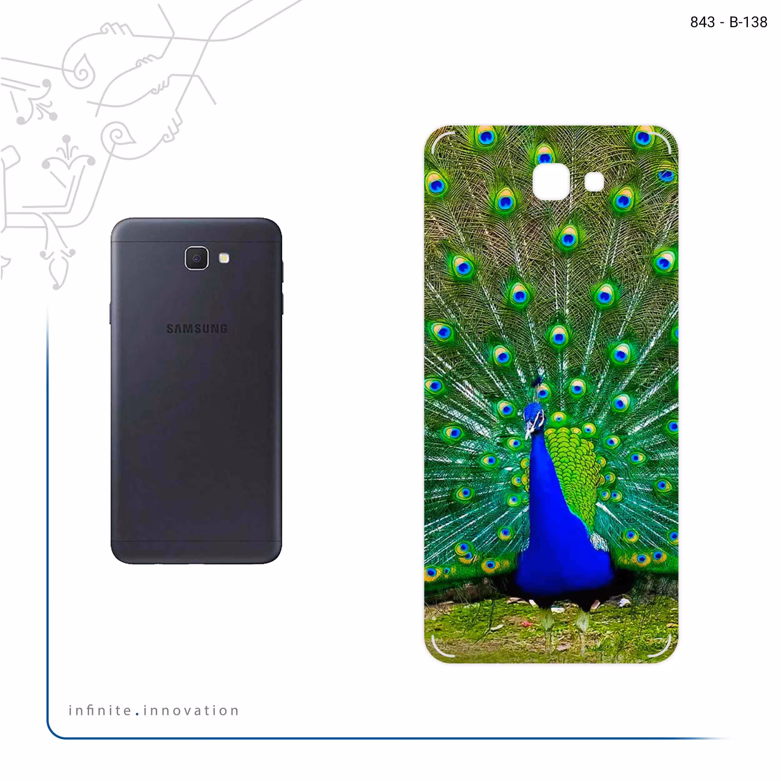 برچسب پوششی ماهوت مدل Peacock مناسب برای گوشی موبایل سامسونگ Galaxy J7 Prime