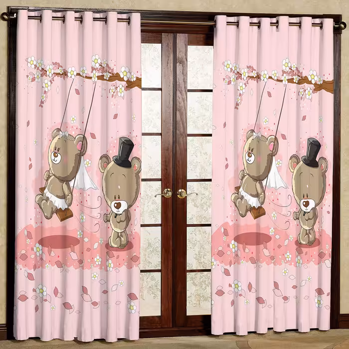 پرده مدل خرس و تاب  هازان پانچی کد 1178 سایز 140x200 سانتی متر