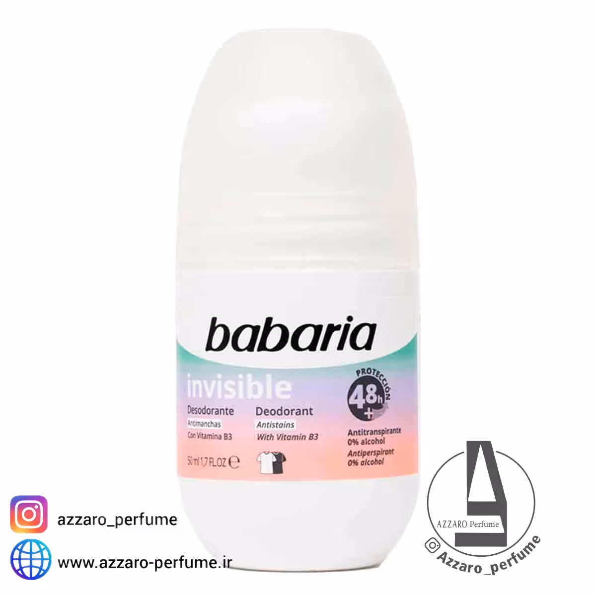 دئودورانت مام و رول ضد تعریق 48 ساعته اینویزیبل Invisible باباریا Babaria حجم 50 میلی لیتر