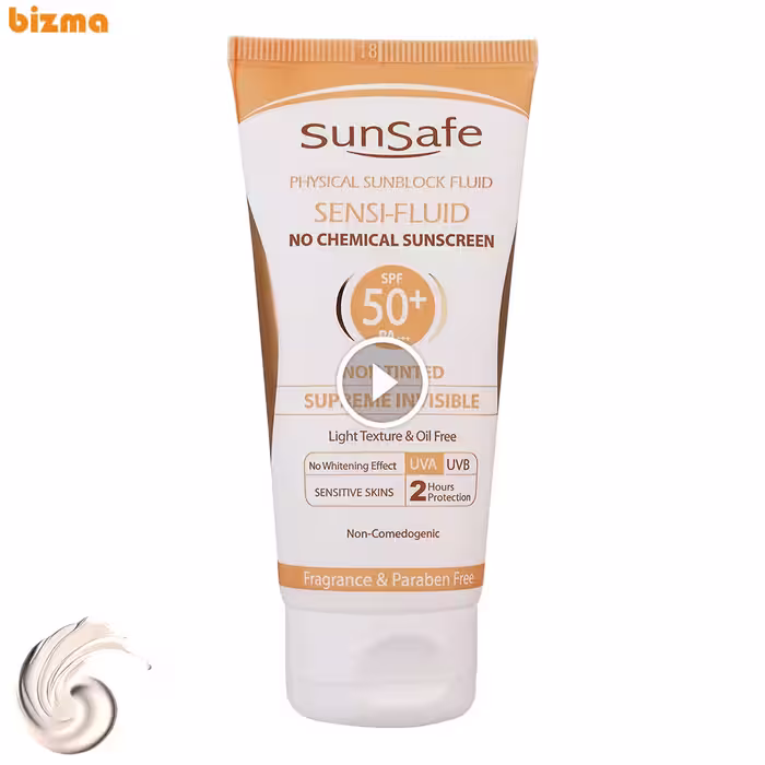 فلوئید ضدآفتاب بی‌رنگ سان‌ سیف SPF50 مدل SENSI-FLUID حجم 50 میلی‌لیتر