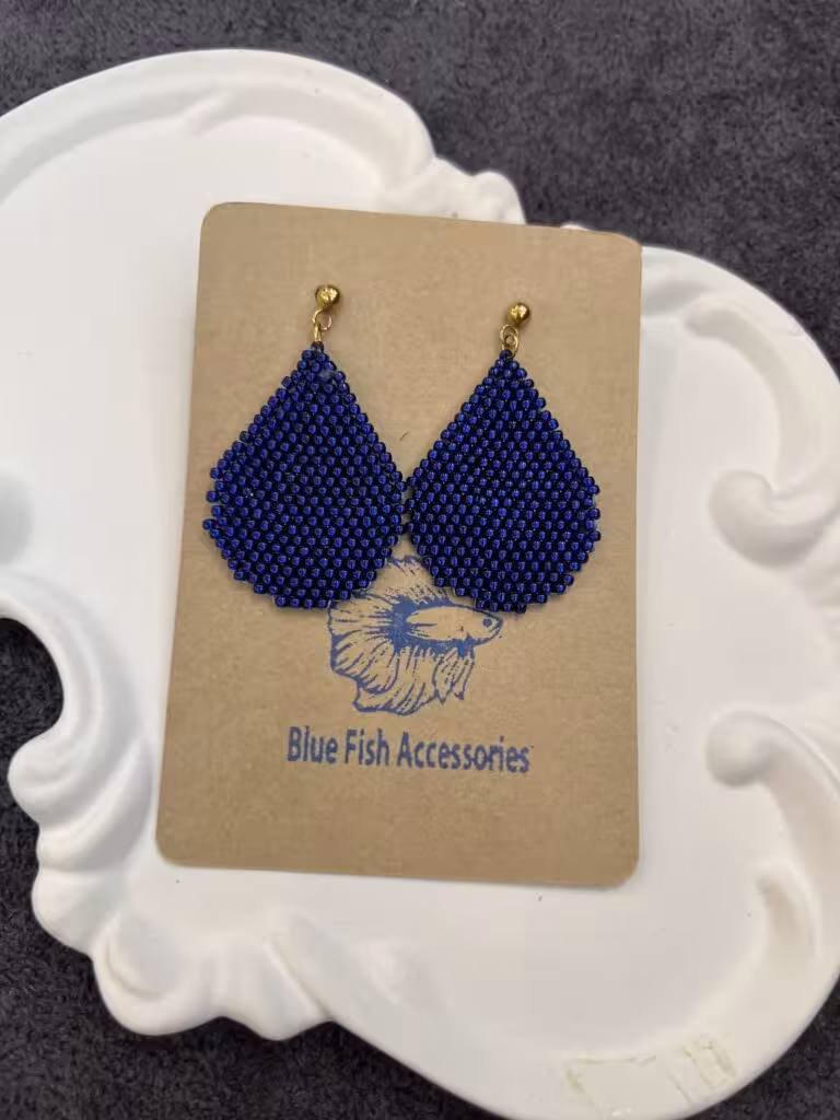 گوشواره اشک شوق(ساده آبی کاربنی)