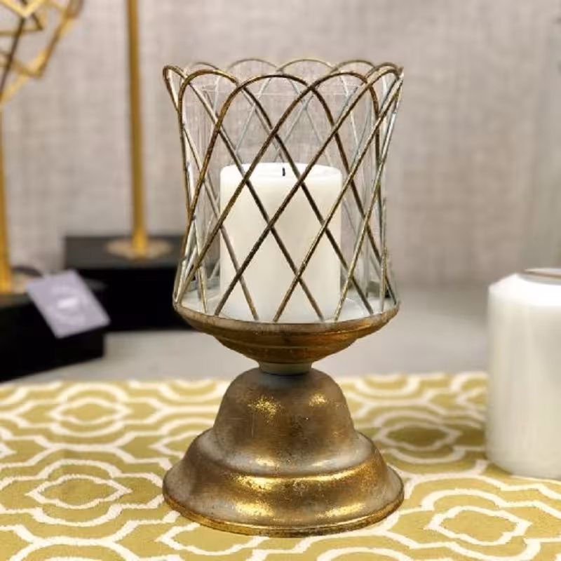 شمعدان پتینه طلایی  