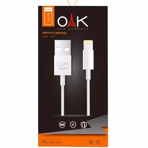 کابل شارژ Lightning اوآک OAK K‑179 طول 1 متر