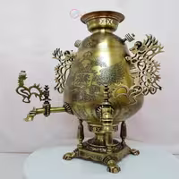 سماور زغالی 8 لیتری مدل جام دسته ملکه، شیر جدید