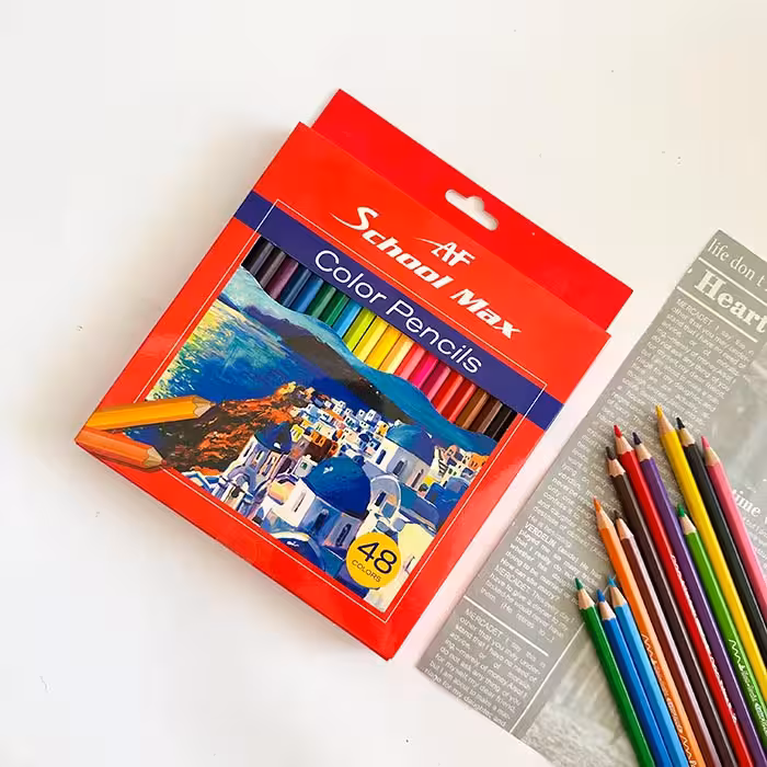 مدادرنگی48رنگ جعبه مقوا اسکول مکس