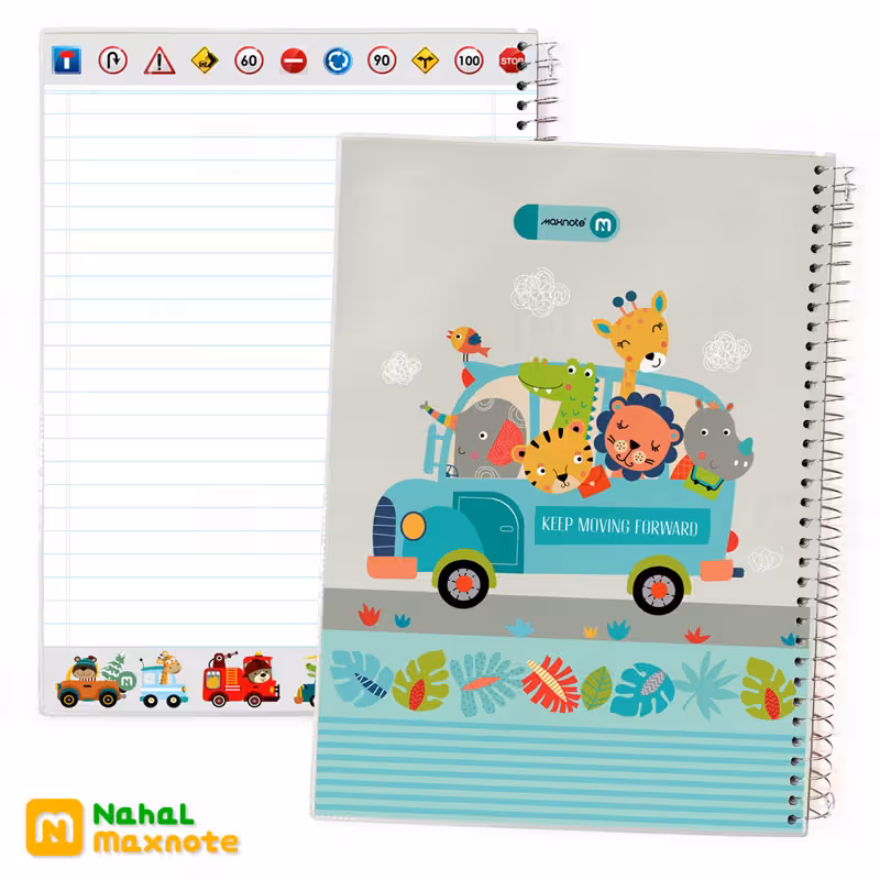 دفتر60 برگ سیمی طلقی رنگی رنگی کارتونی کد 9625.طرح 2