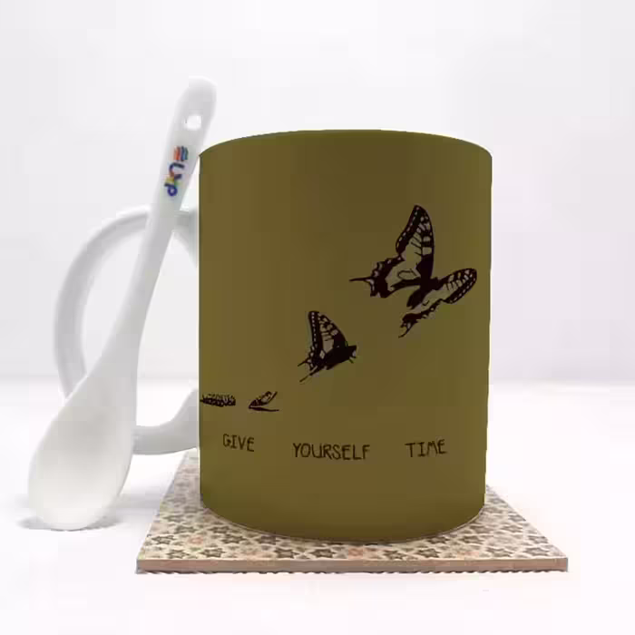 خرید ماگ-لیوان  گرافیکی پروانه11  بدون .،زیر لیوانی  . کد 93