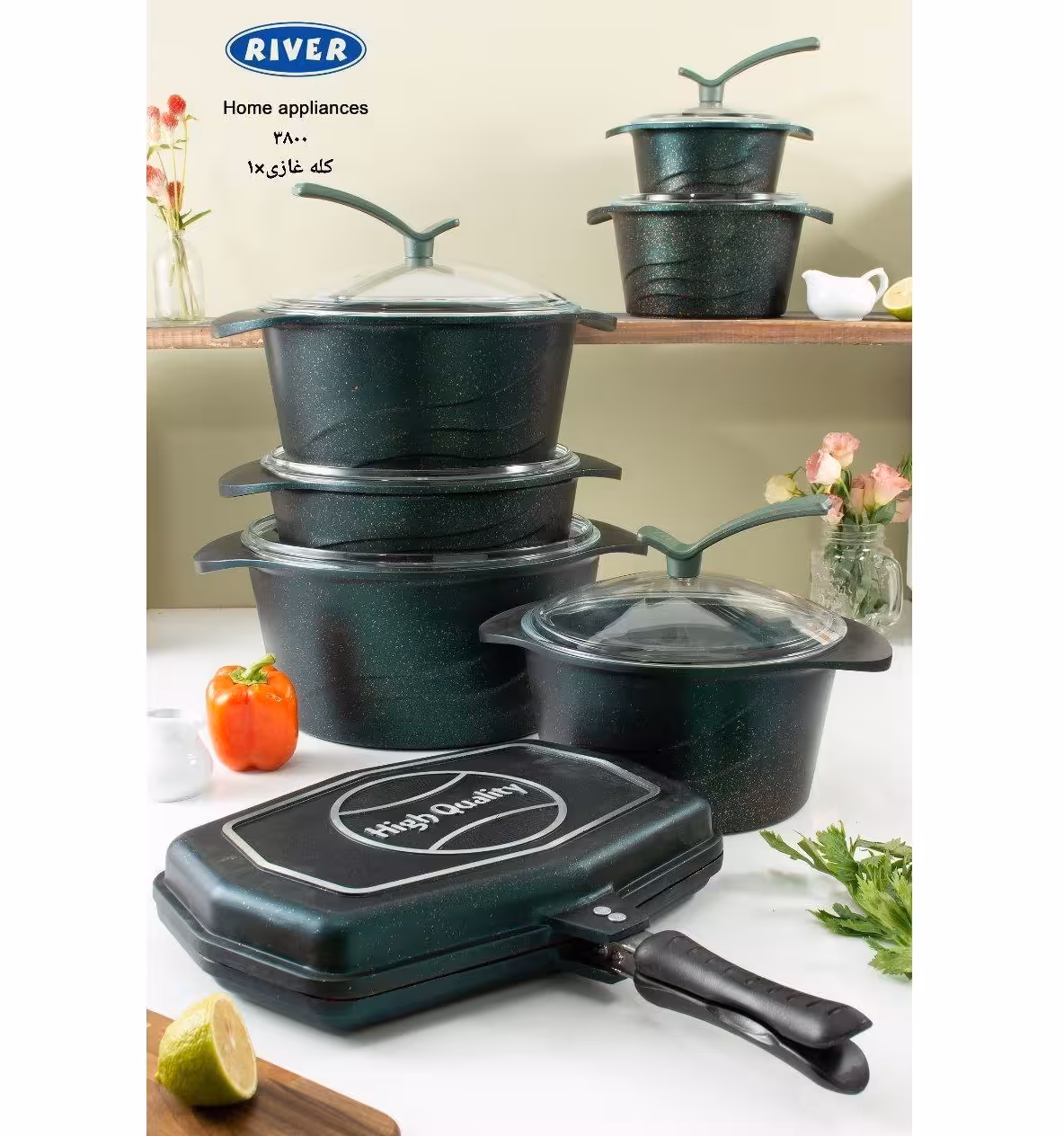 سرویس قابلمه 12 پارچه دورو گرانیت کله غازی