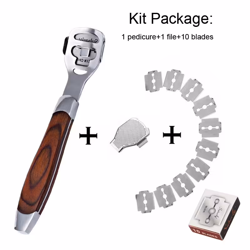 دسته تیغ پدیکور کف پا دسته چوبی پایی Paie به همراه رنده
