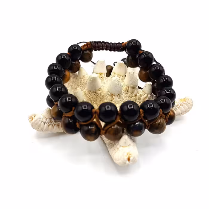 دستبند دو ردیفه چشم ببر اونیکس مشکی کد 310160