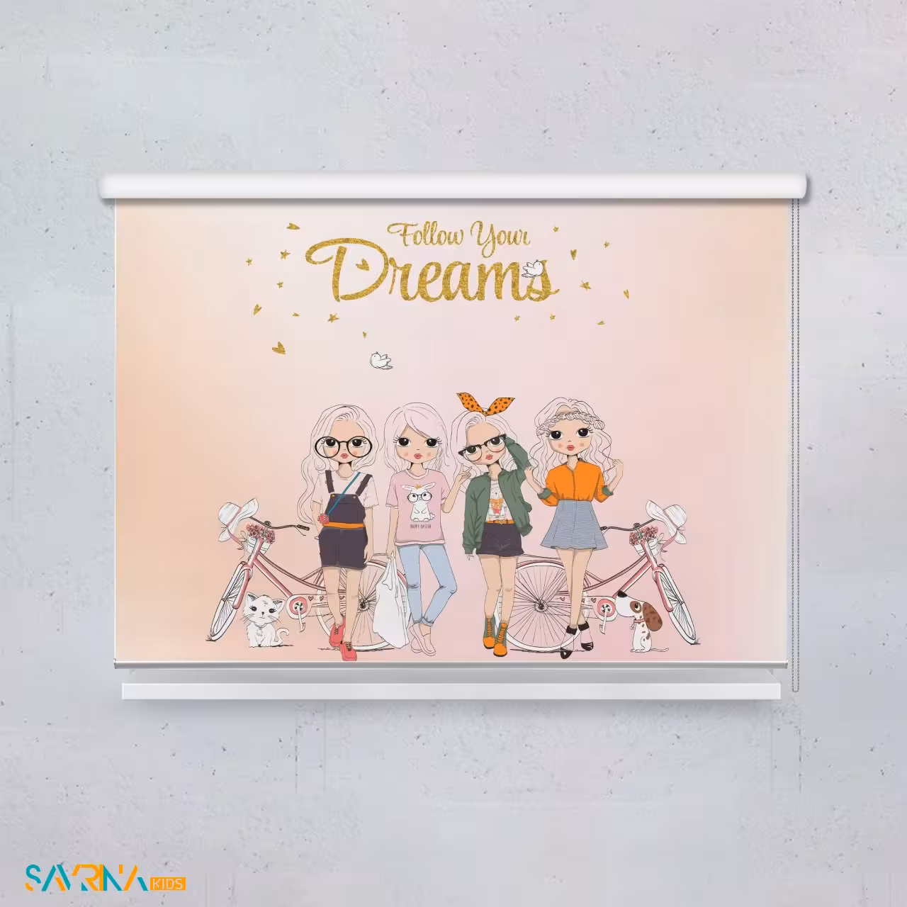 پرده شید بچگانه طرح دخترک دوچرخه سوار کد AS1729