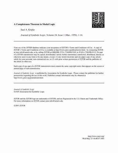 خرید و دانلود نسخه کامل کتاب A Completeness Theorem in Modal Logic (paper)