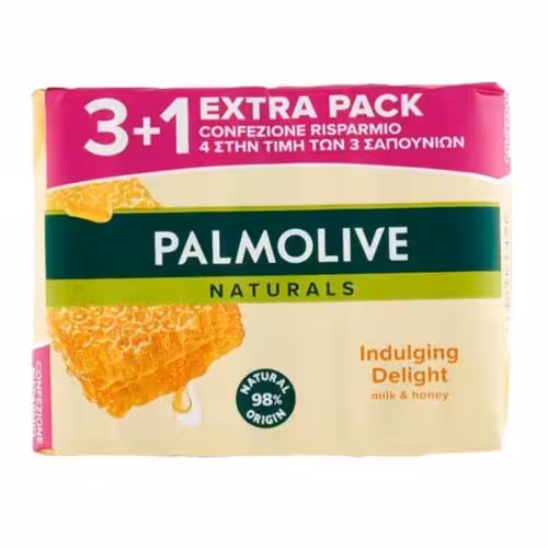 صابون پالمولیو حاوی عصاره شیر و عسل بسته 4 عددی