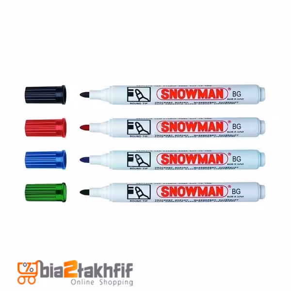 ماژیک وایت برد نوک گرد اسنومن بسته 4 عددی