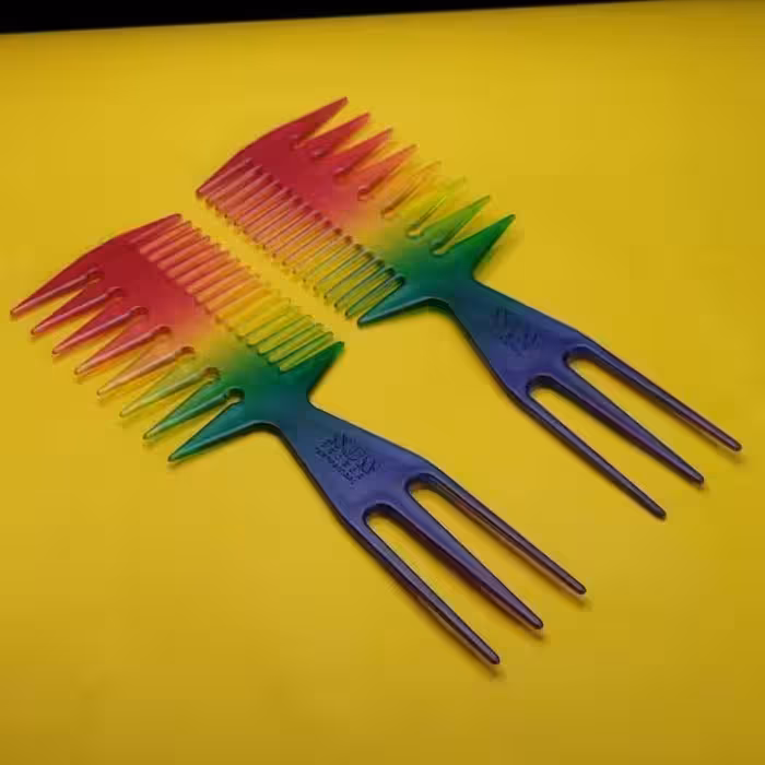 شانه فشن سه شاخ هفت رنگ سان گلدن