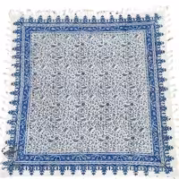 سفره قلمکاری طرح گل بادوم آبی 100در100