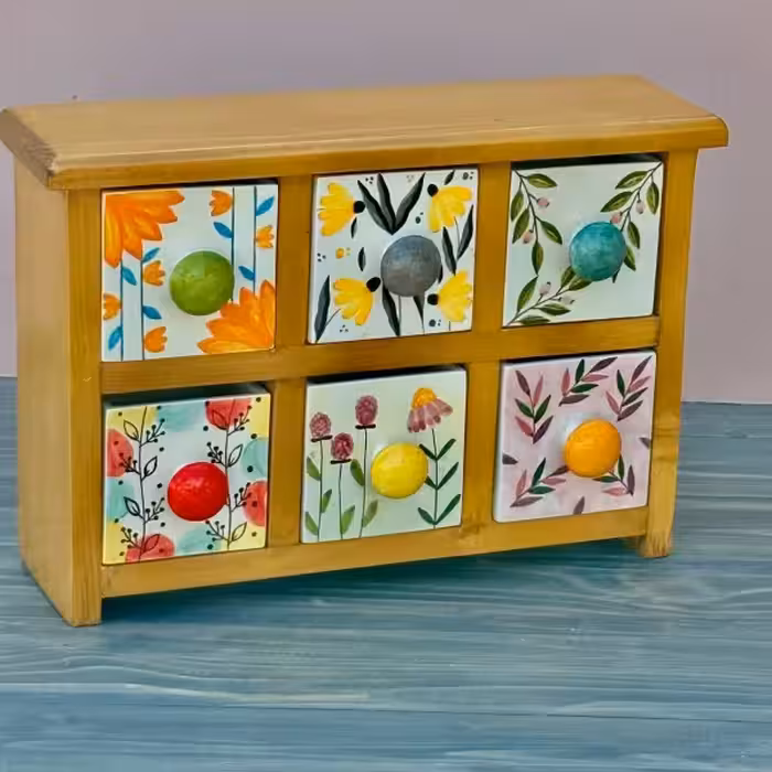 دراور رو میزی با شش کشو طرح سه