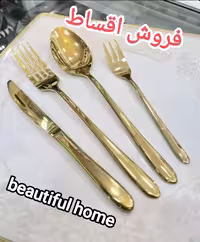 سرویس قاشق و چنگال 24 نفره 120 پارچه دهانه اروپایی طلایی زولینگن اصلی 4 میل ضخیم