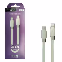 کابل شارژ و دیتا Type c to lightning پاوربانکی 30cm فست Tesla T26s فوق ضخیم
