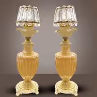 شمعدان کوزه‌ای طلایی شید کریستالی منشوری