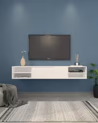 شلف دیواری تلویزیون ام دی اف سفید مدل W.B0011