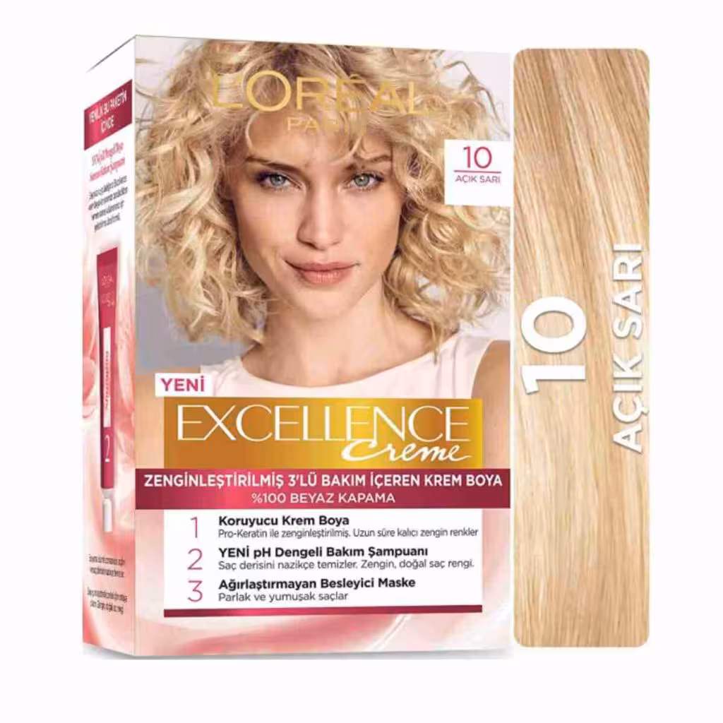 کیت رنگ مو لورآل سری Excellence شماره 10 رنگ بلوند روشن