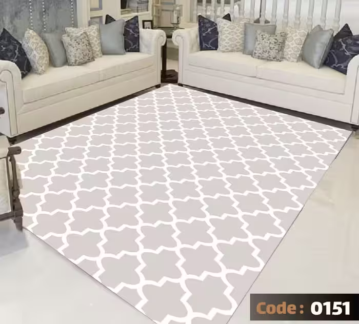 کاورفرش روفرشی دورکشدار گوشه لیفه ای طوسی کرم کد 0151