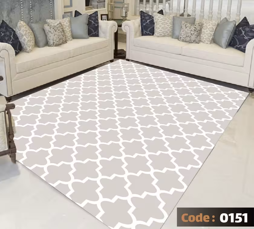کاورفرش روفرشی دورکشدار گوشه لیفه ای طوسی کرم کد 0151