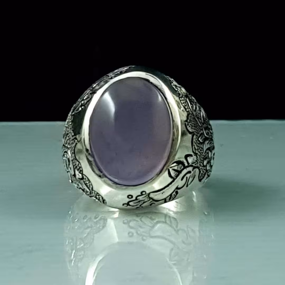 انگشتر نقره مردانه دستساز عقیق یمنی کبود کد 11516