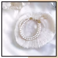 دستبند مروارید پرورشی ( مروارید طبیعی) دور ردیفه طرح گندمی با متریال استیل رنگ ثابت و ارسال رایگان