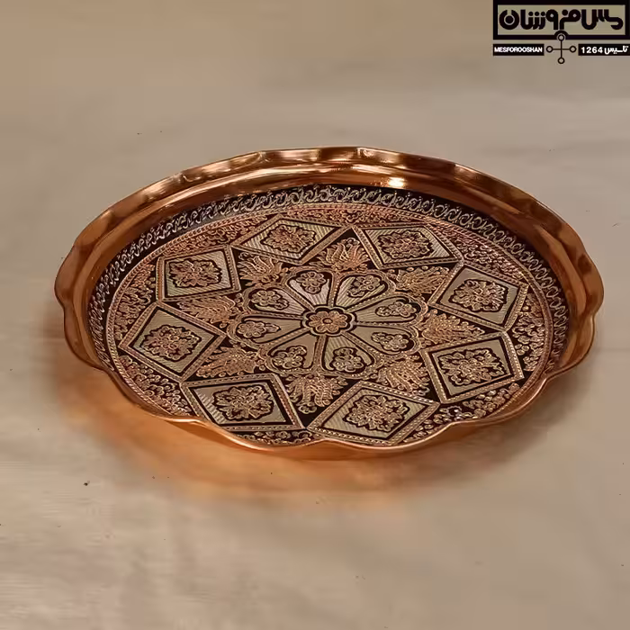 سینی مجمع مس نقره کوب گرد نانو | سایز 3 | مدل صحاب