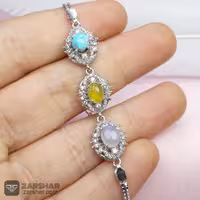 دستبند نقره سه نگین شرف الشمس طرح روناک
