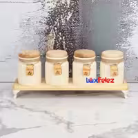 جا ادویه عروس نوین مدل گرد شیاردار، ست چهار تکه