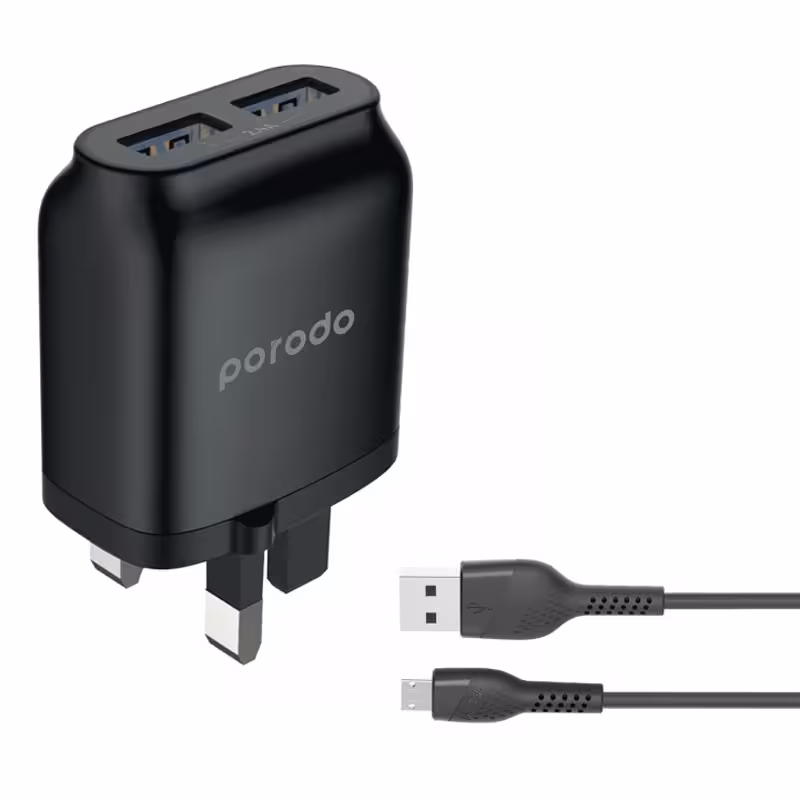 فست شارژر دیواری پرودو  مدل PD-0203MU2-BK با کابل 1.2 متر با گارانتی