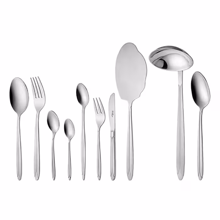 سرویس قاشق و چنگال 24 نفره ناب استیل طرح پالرمو استیل براق (98 پارچه)