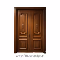 درب چوبی دو لنگه کلاسیک با منبت‌کاری گل‌دار کد 30380