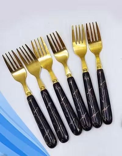 چنگال سرامیکی دسته طلایی