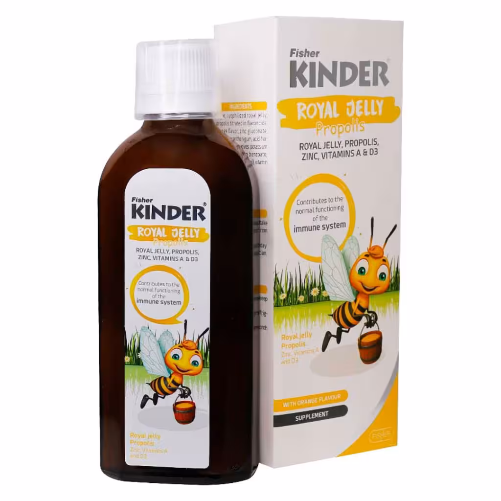 شربت رویال ژلی  پروپولیس کودکان فیشر کیندر 200 میلی لیتری