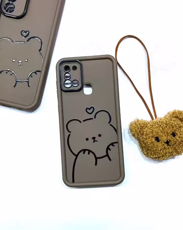 قاب خرس عاشق Bear Love همراه با آویز تدی سامسونگA21sBear Love frame with Samsung teddy pendantA21s