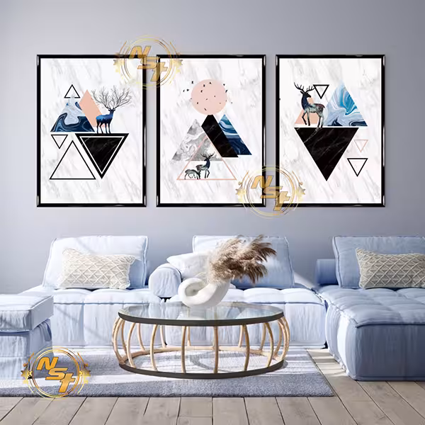 تابلو دکوراتیو ژئومتری سه تکه کد GH225