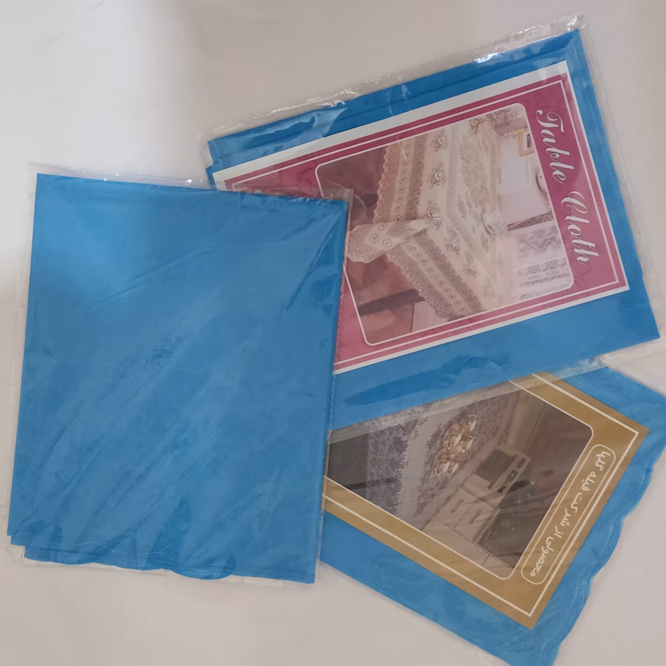 رومیزی سفره چهار نفره رنگ آبی