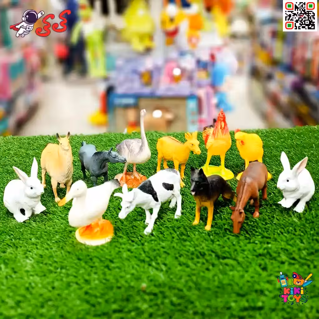 حیوانات اهلی و مزرعه اسباب بازی ست فیگور حیوانات 12 عددی FARM CUTE ANIMALS 1881