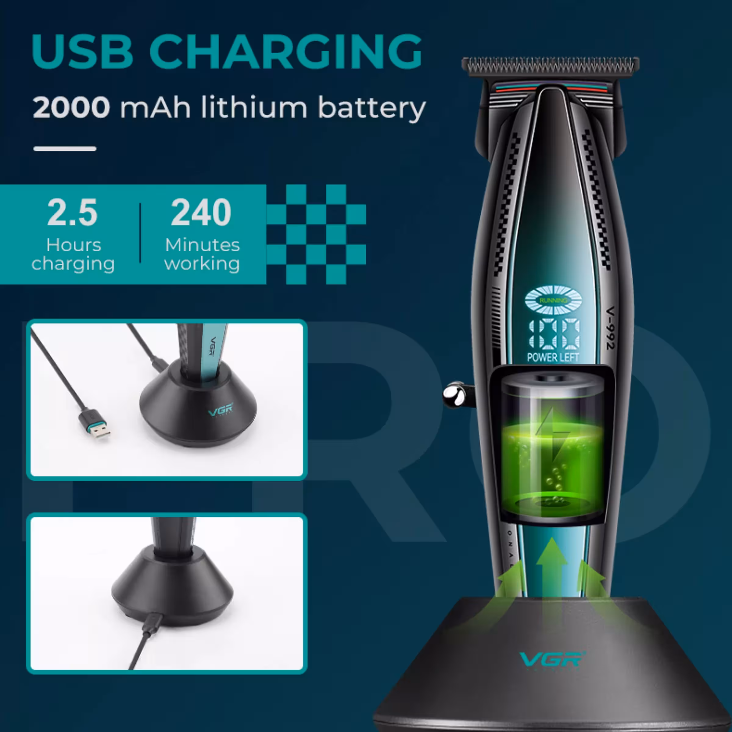 ماشین اصلاح موی سر و صورت وی جی ار مدل V-992