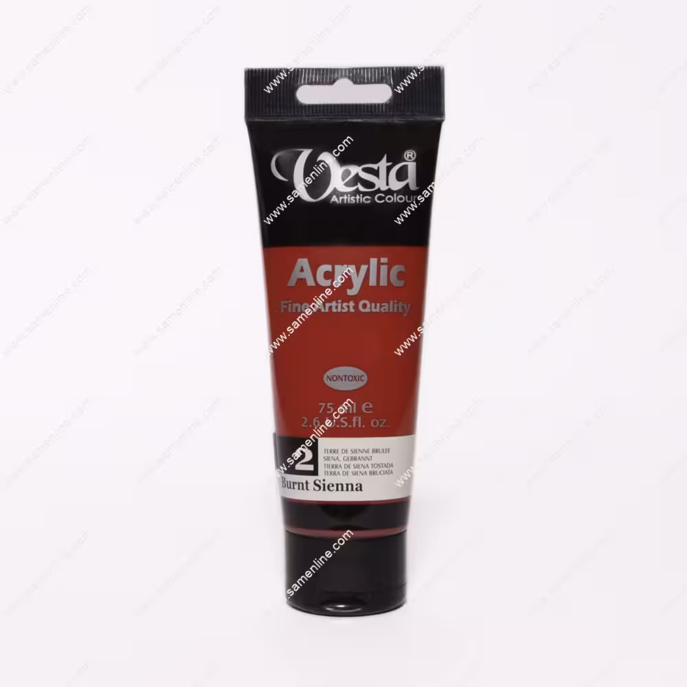 رنگ اکریلیک تک رنگ وستا 75 میلی لیتری کد Burnt Sienna 2