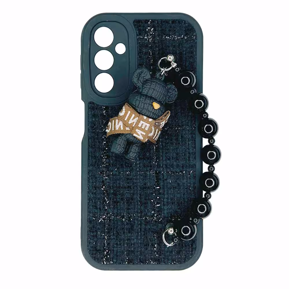 قاب گوشی Galaxy A24 سامسونگ همراه با دستبند مرواریدی و آویز خرسی