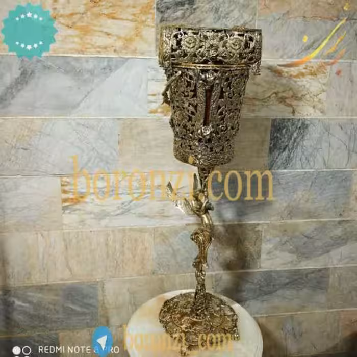 سطل و جا دستمال برنزی طرح جدید رومیزی پایه دار فرشته